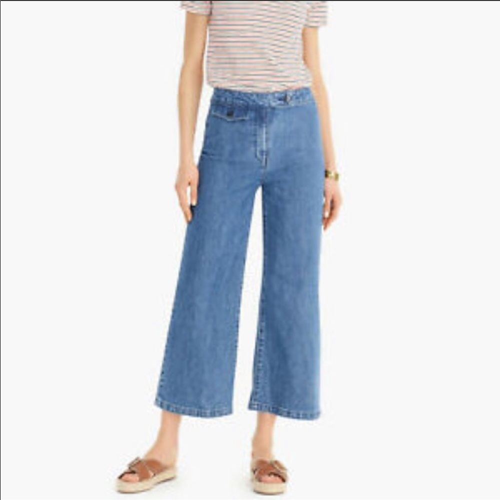 J Crew Point Sur Wide Leg Crop High Rise Jeans, 29